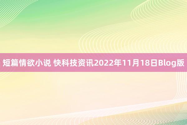 短篇情欲小说 快科技资讯2022年11月18日Blog版